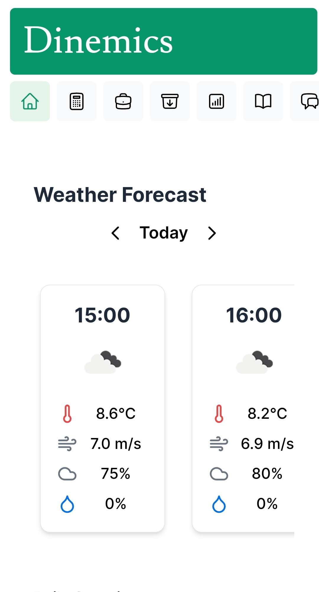 Screenshot of the dashboard project showing mobile version